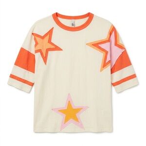 NWT Sage & Fig Star Patch Varsity Stripe Tee - Small 100% cotton.